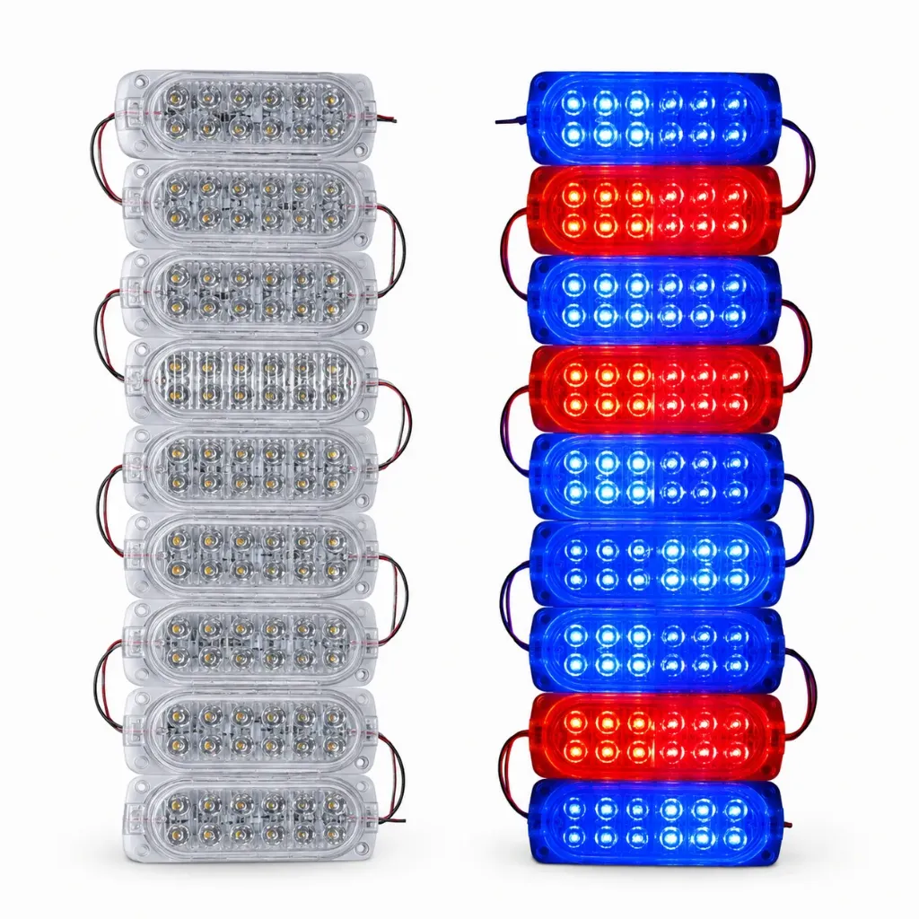 Modulo de 12 LED con funciones codigo patrulla tira de 10 piezas
