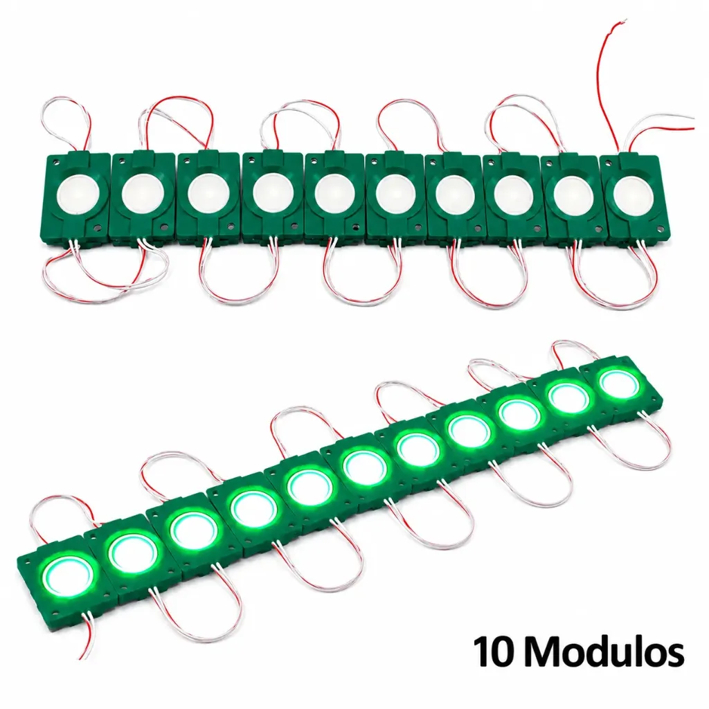 Tira de modulo LED verde plasma 10 piezas