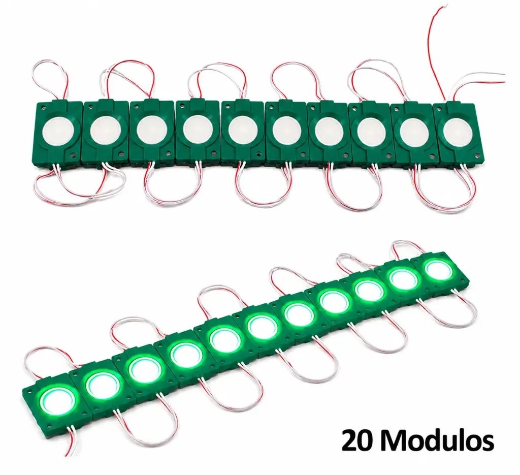 Tira de modulo LED verde plasma 20 piezas
