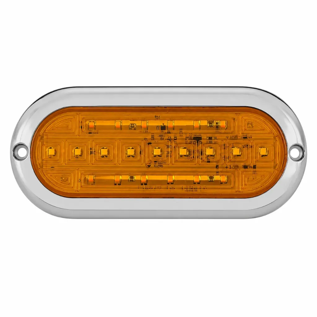 Plafón LED ovalado ámbar 21 LED con marco cromado
