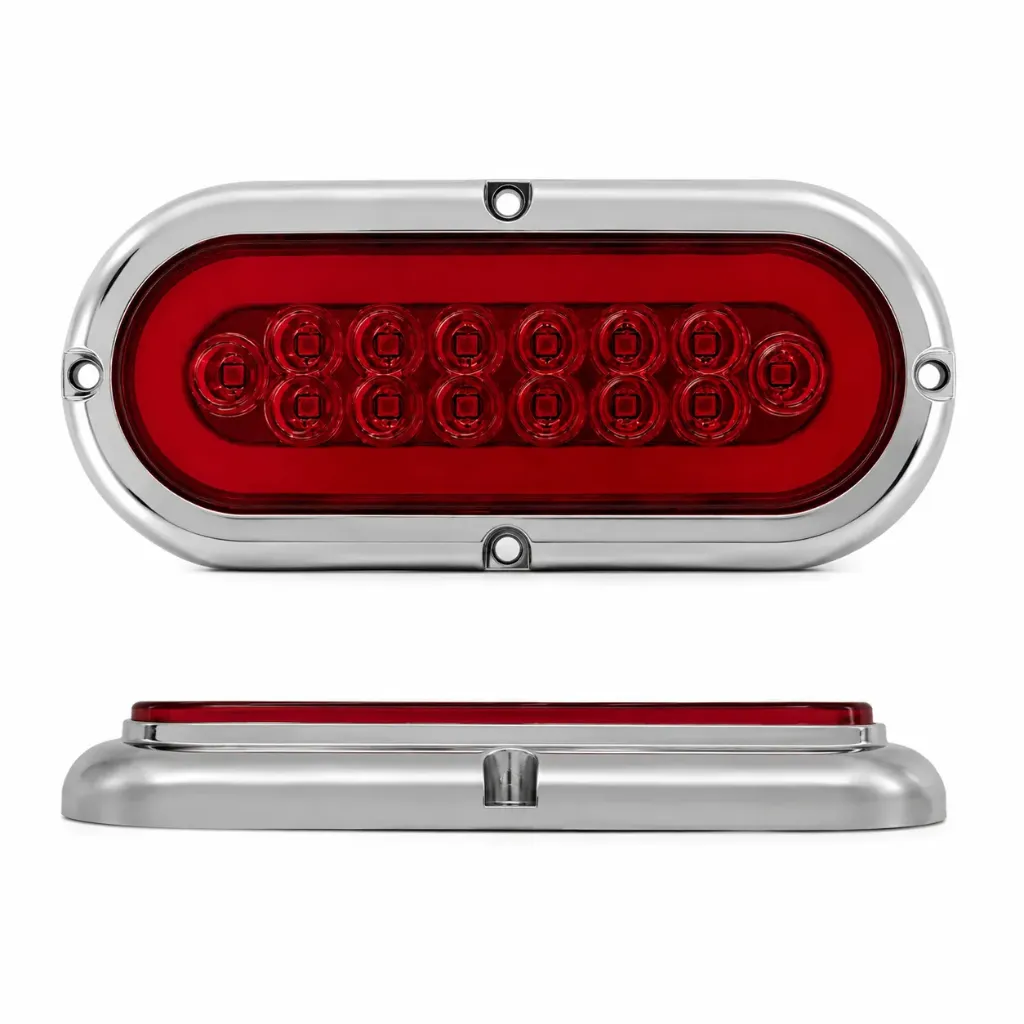 Plafón LED ovalado rojo de alta intensidad con base cromado
