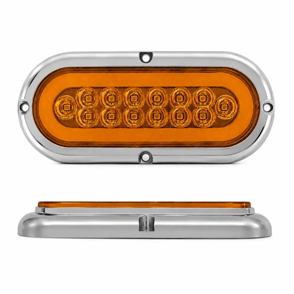 Plafón LED ovalado ámbar de alta intensidad con base cromado