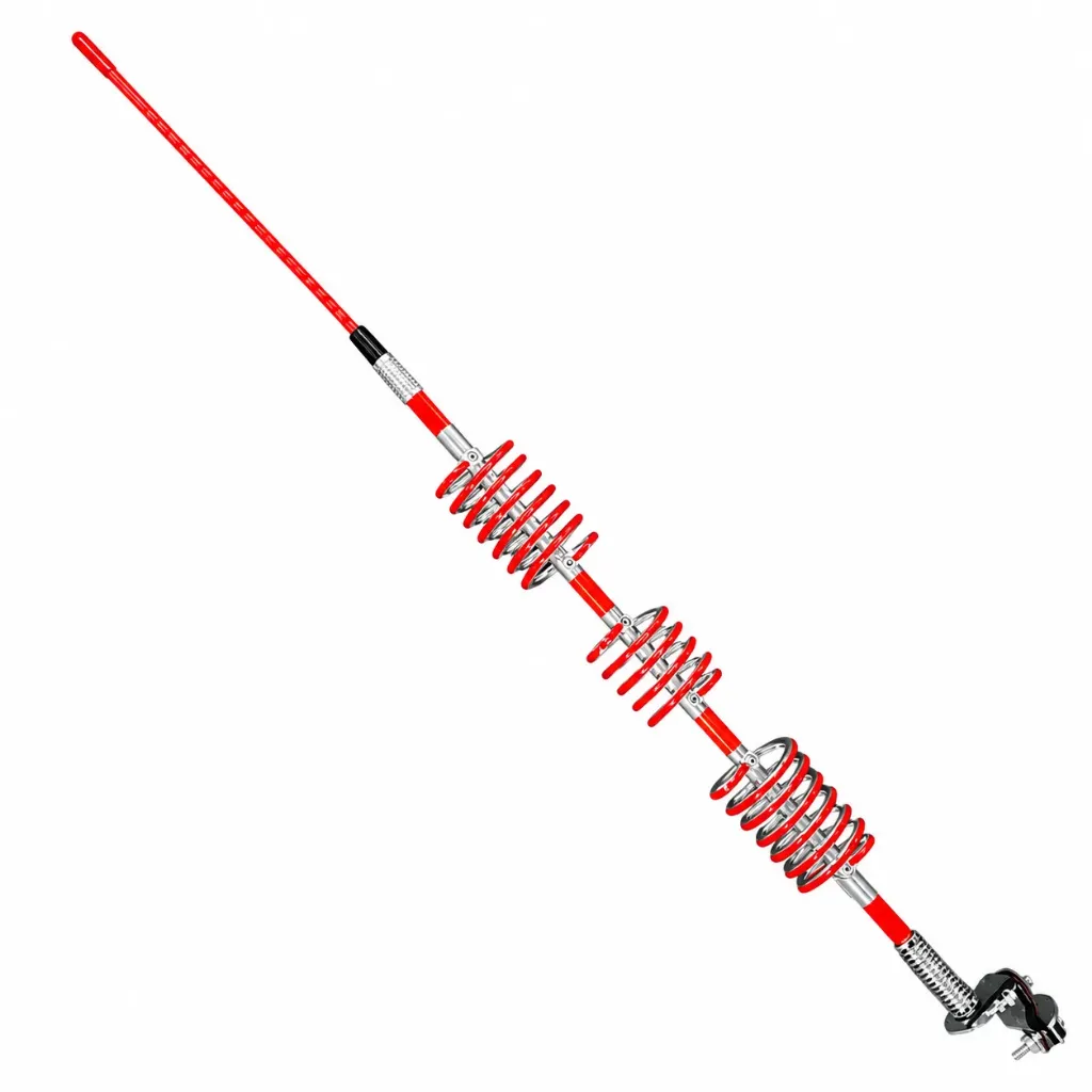Antena decorativa triple espiral con luz LED roja