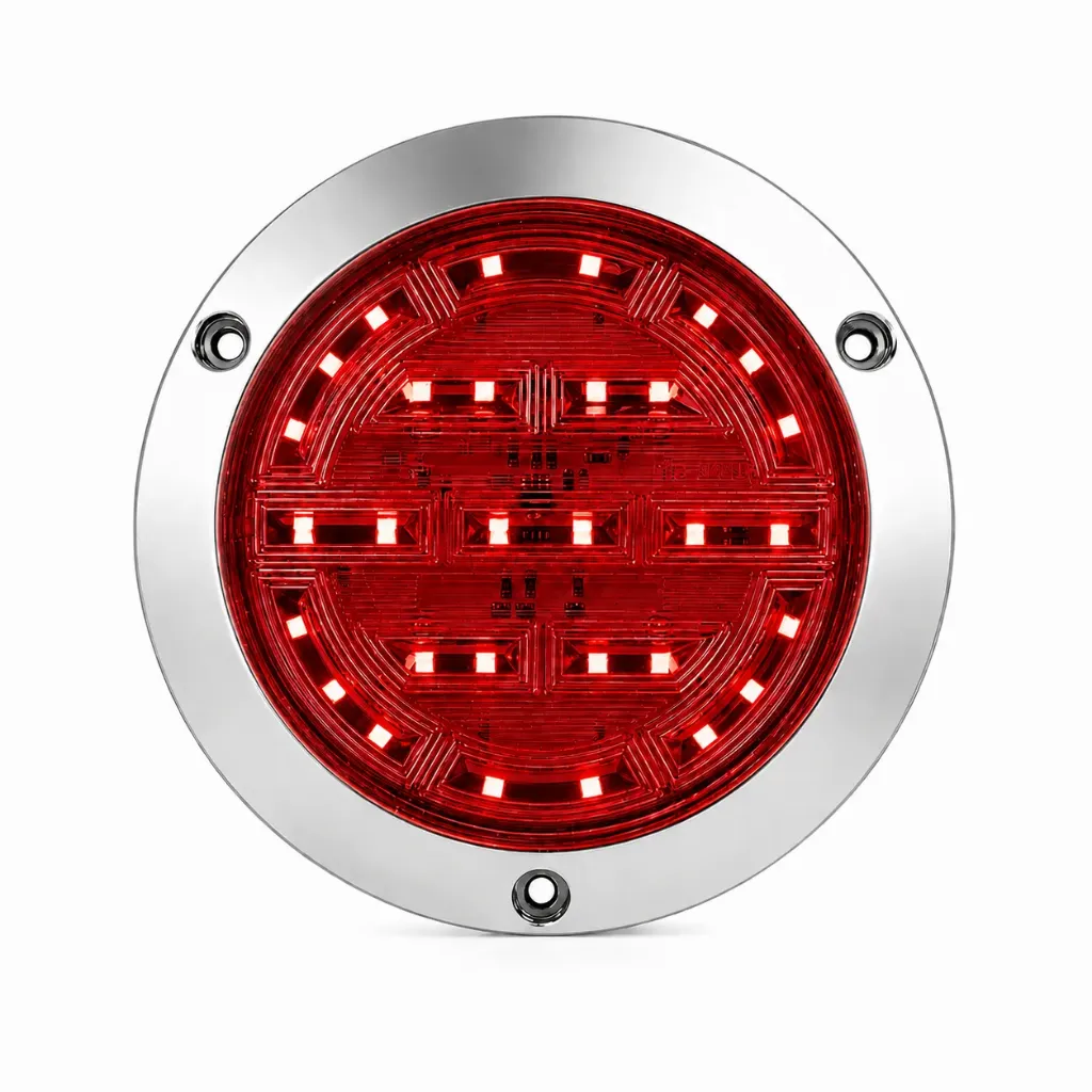 Plafón de 30 LED rojo redondo con marco cromado