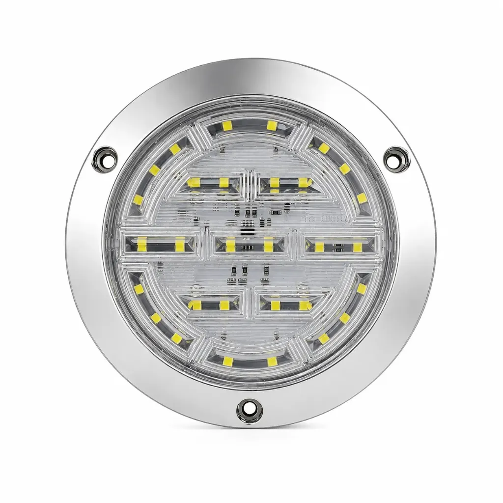 Plafón de 30 LED blanco redondo con marco cromado