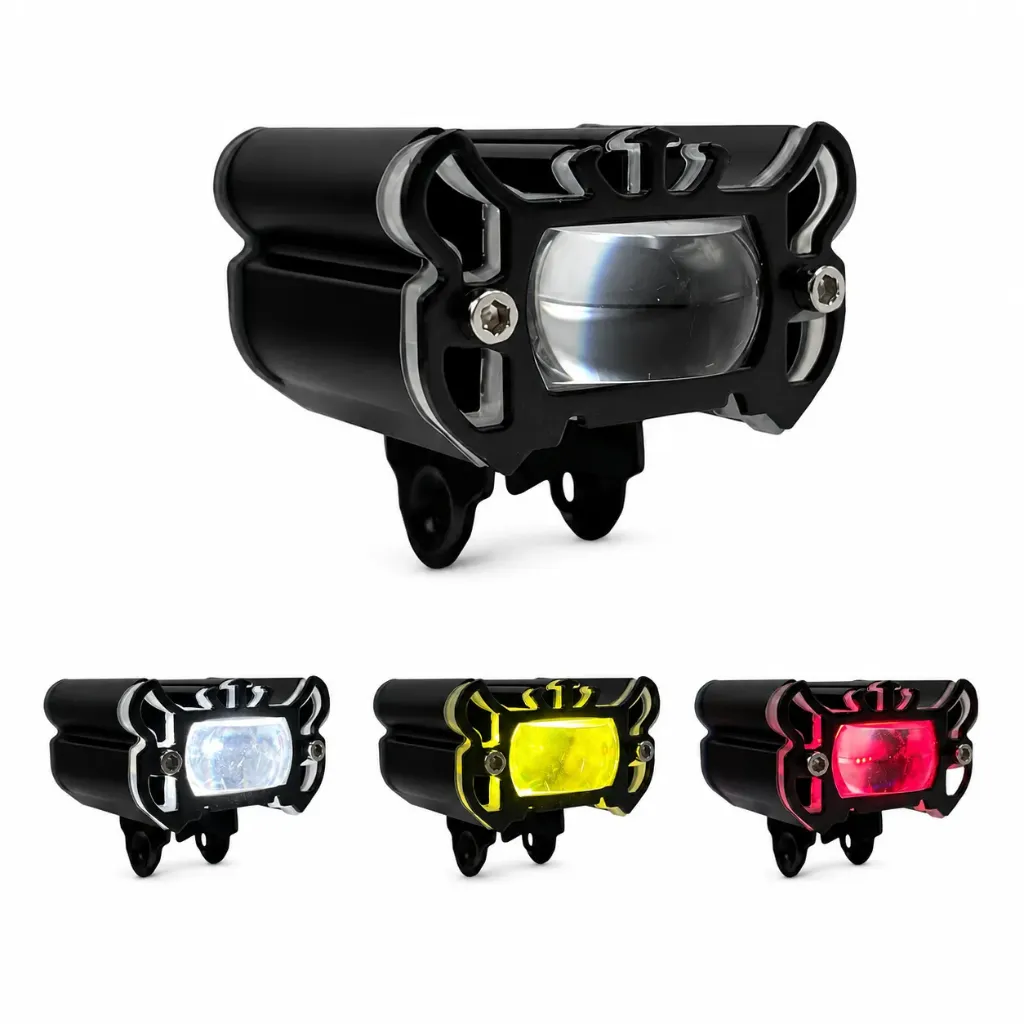 [U189] Faro LED auxiliar con lupa tipo proyector cuatricolor para moto