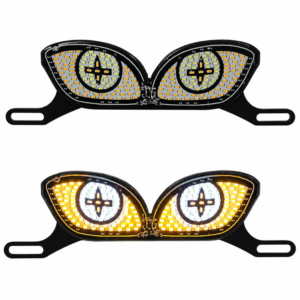 [T42-A YELLOW] Luces LED con diseño de ojos de moto para placa