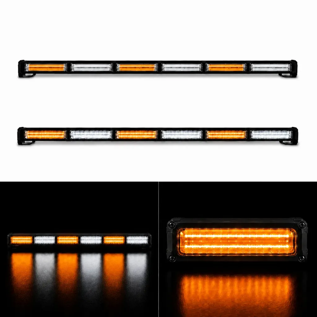 Barra LED ámbar/blanco de 6 módulos COB