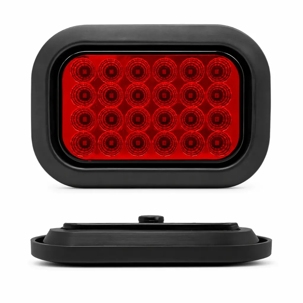 Plafón LED rectangular rojo de 24 LED con base de goma