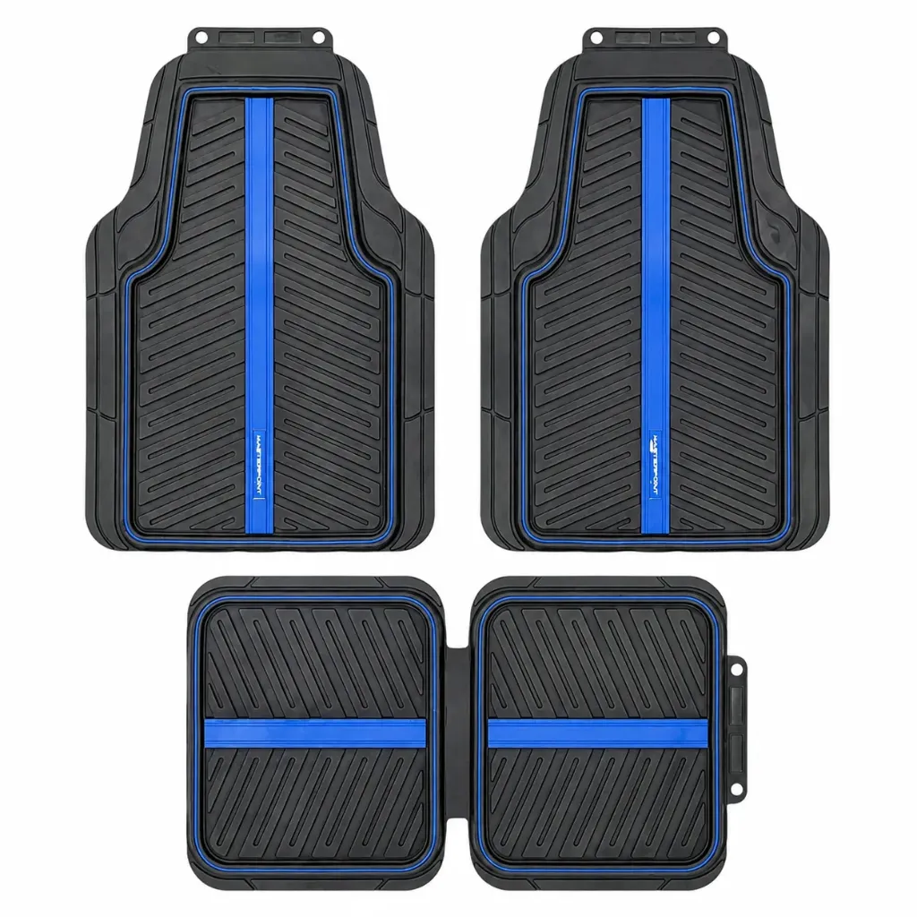 Tapete Masterpoint tipo nascar negro con detalle azul