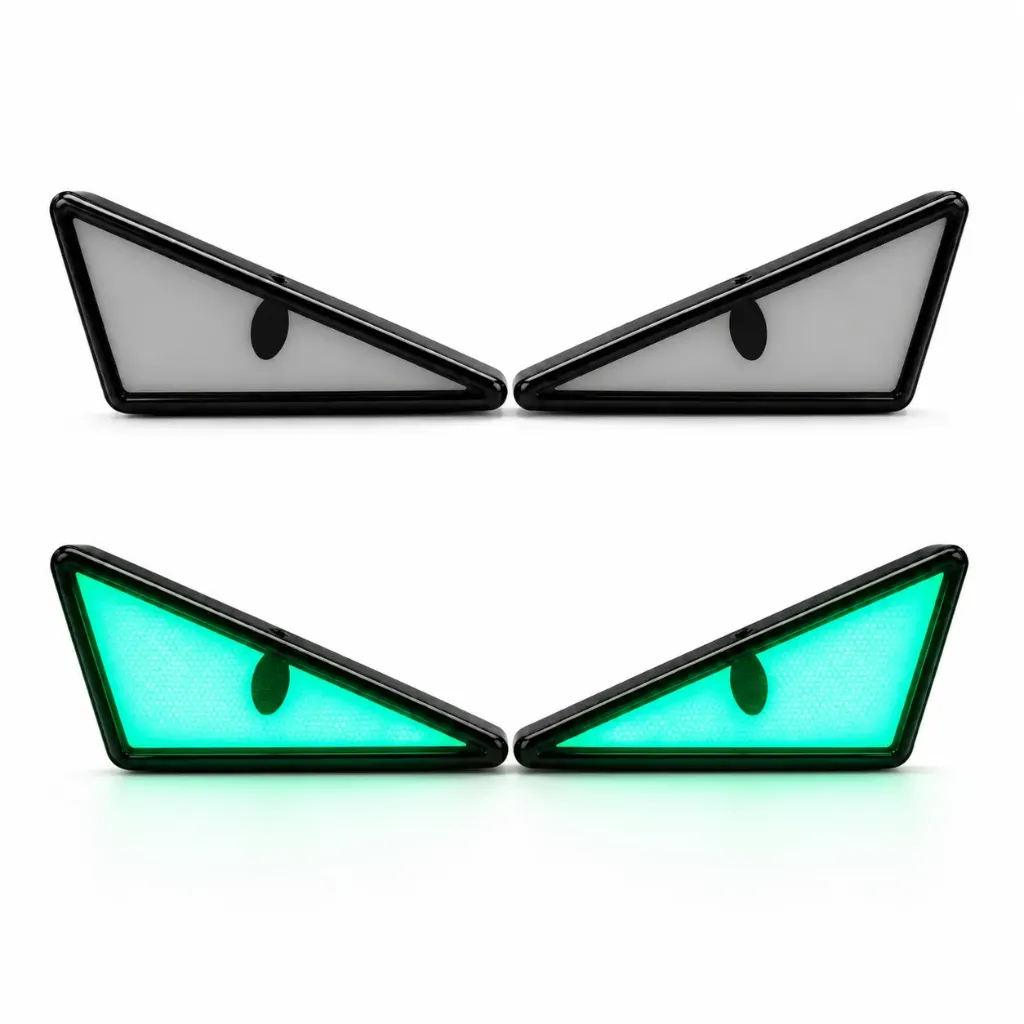 Luces LED tipo ojos triangulares verde multifunciones