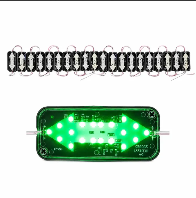 Modulo LED de doble flecha con funciones verde (Tira de 20 piezas)