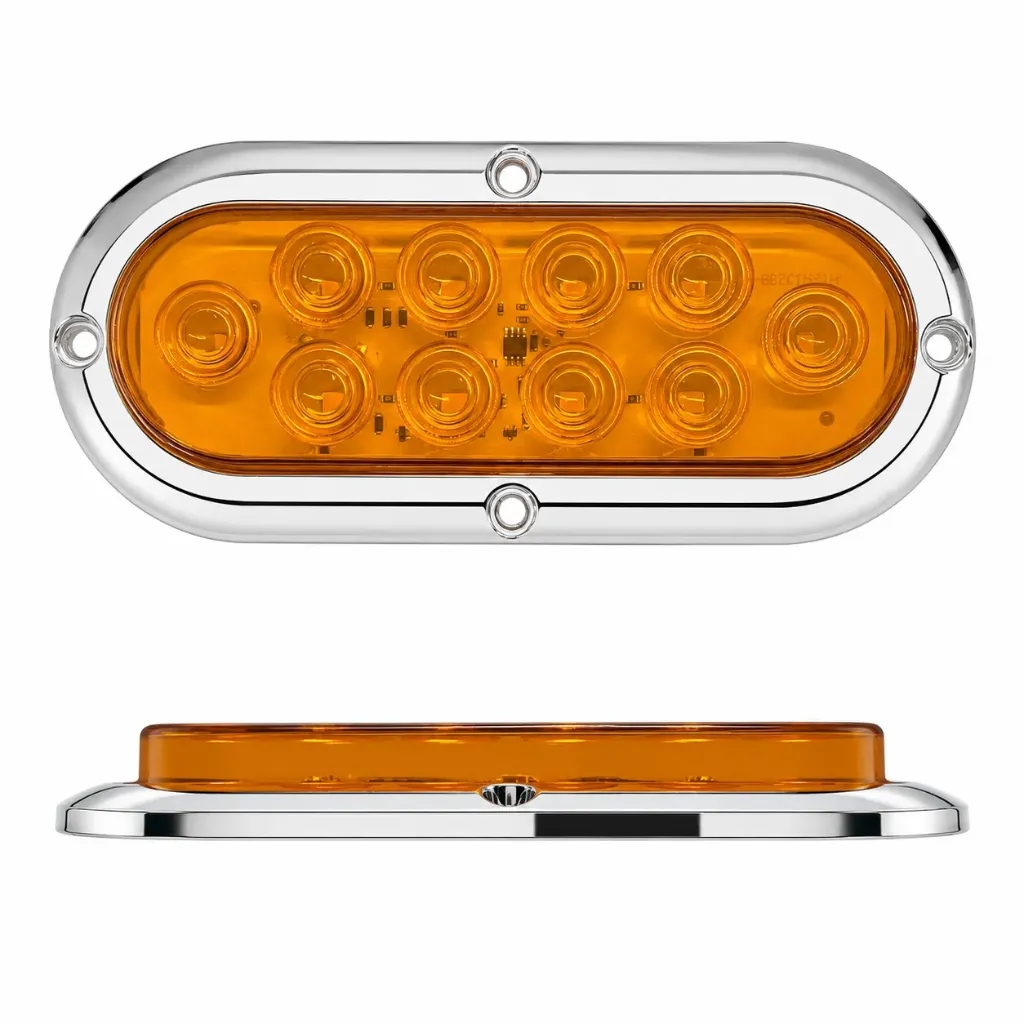 Plafón LED ovalado ambar con base cromado de 10 LED