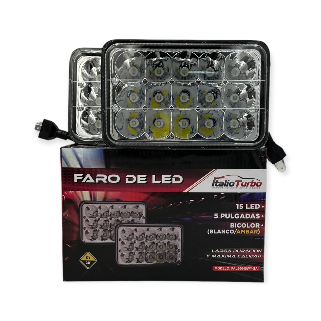 Unidad rectangular de 5 pulgadas bicolor blanco/ámbar