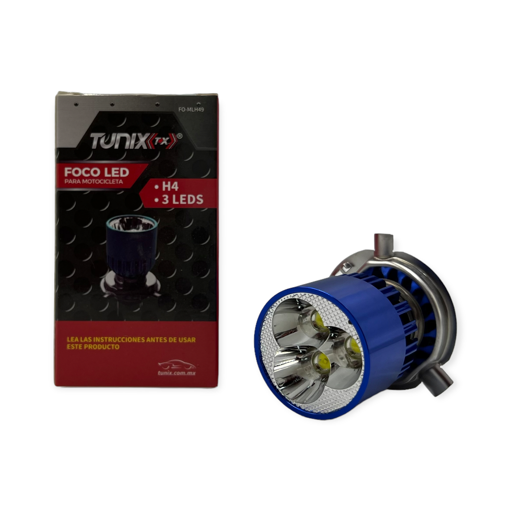 Foco H4 para moto con base cromada