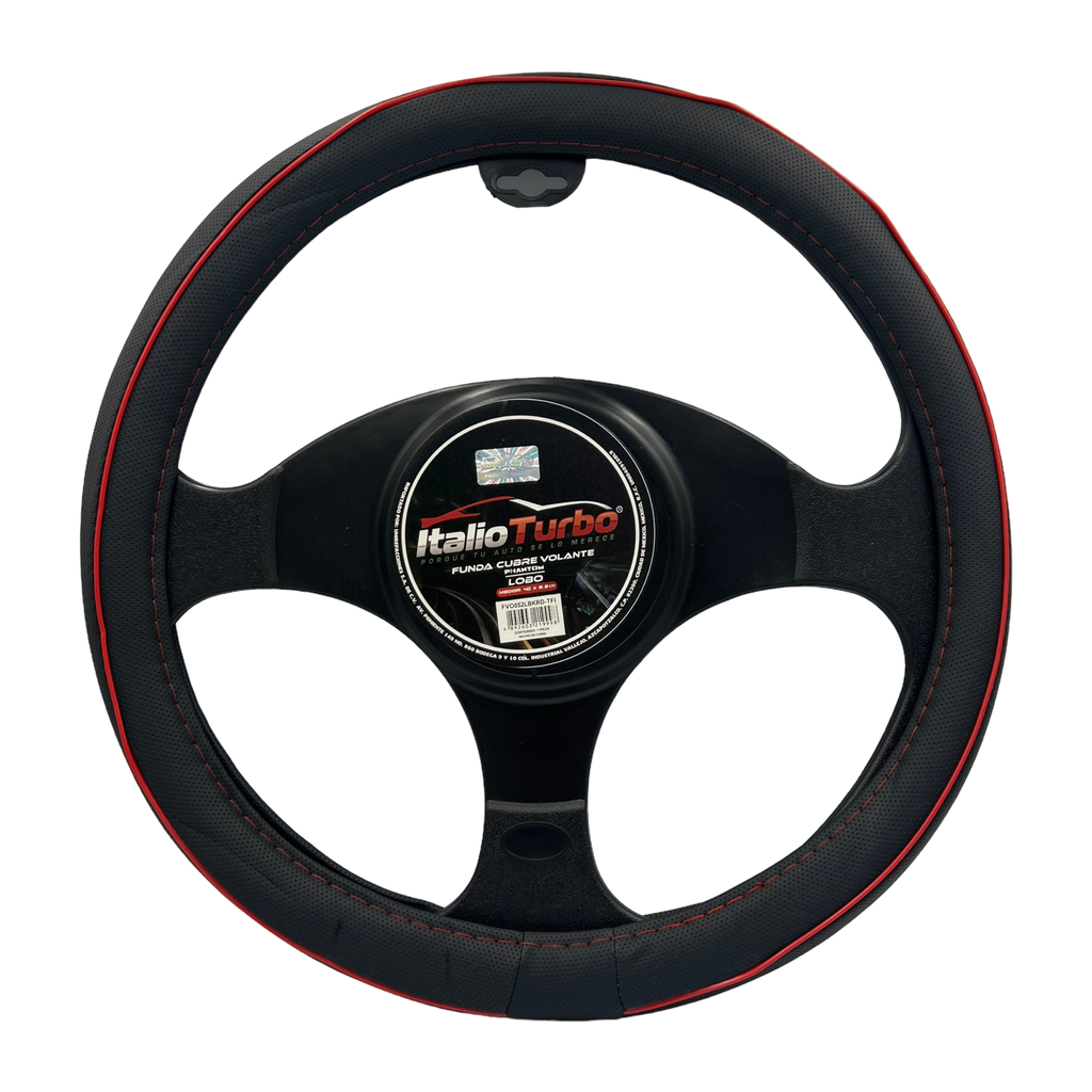 [FVO052LBKRD] Funda cubre volante para camioneta con detalle rojo