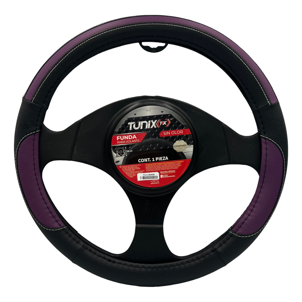 Funda cubrevolante de vinipiel con detalle tipo piel morado