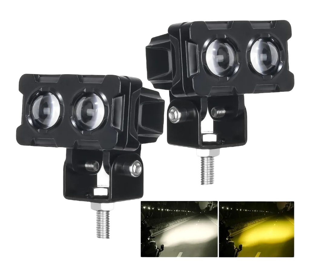 [FALM69-SAI] Faro LED para moto tipo láser con 2 lupas (blanco/ámbar)