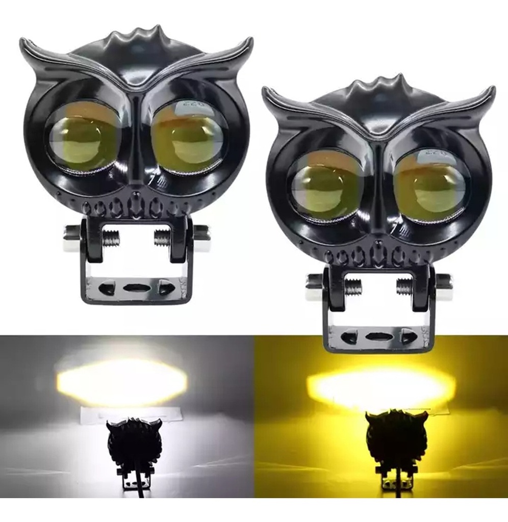 Faro LED para moto tipo láser con diseño de búho (blanco/ámbar) con 5 funciones