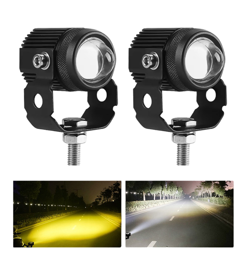 Faro LED para moto tipo láser con lupas (blanco/ámbar)