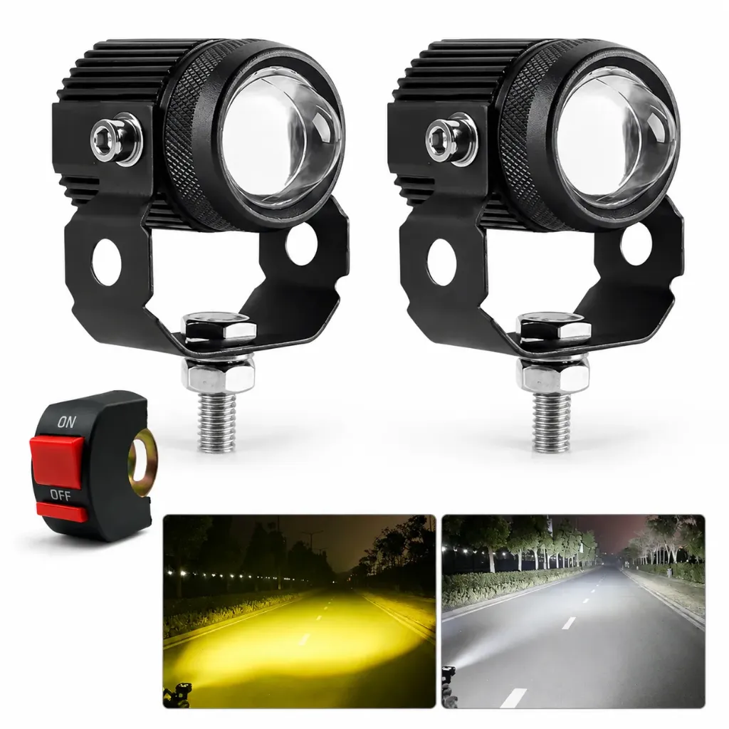 Faro LED para moto tipo láser con lupas y swicht (blanco/ámbar)
