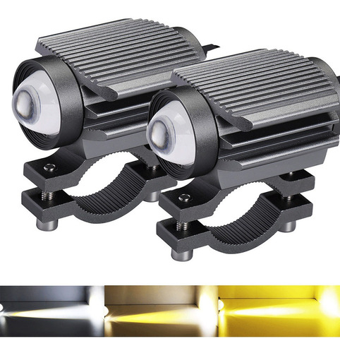 Faro LED para moto tipo láser con lupa y base para manubrio (blanco/ámbar)