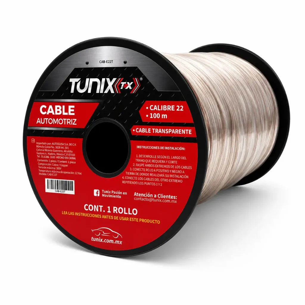 [CAB-B22T] Cable de audio bicolor con cubierta transparente calibre 22 (100M)