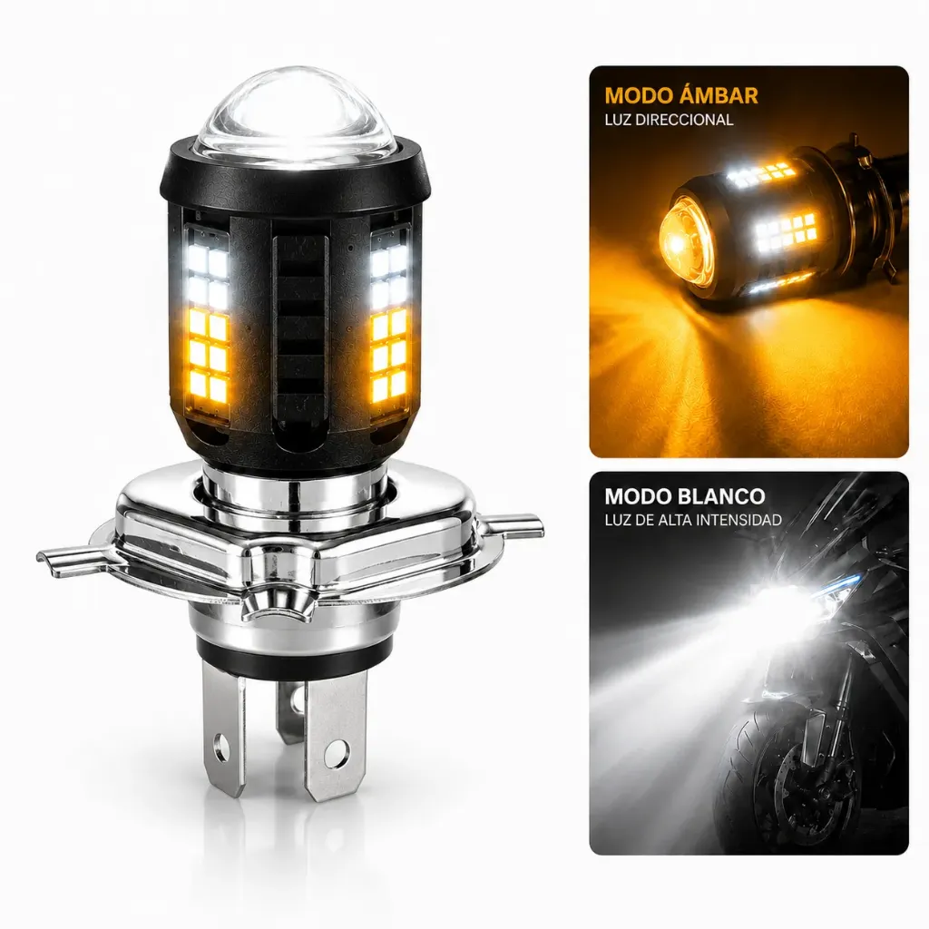 Foco LED premium entrada H4 blanco/ámbar