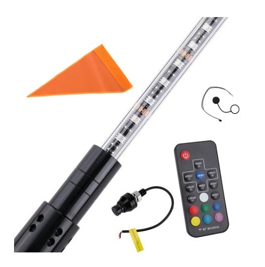 Antena chicotera con luz LED multicolor con funciones tipo cascada