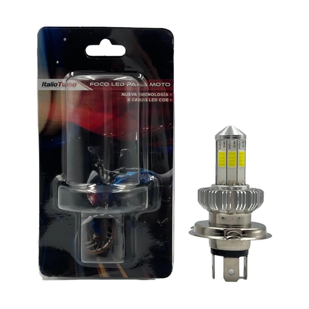 Foco LED H4 para moto con 6 Caras y función alta/baja