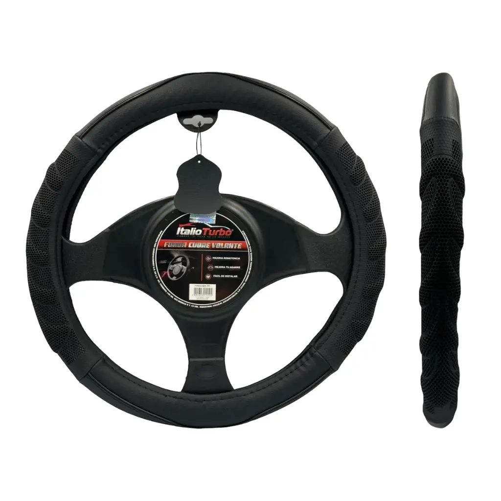 Funda cubrevolante premium con detalle y textura en negro
