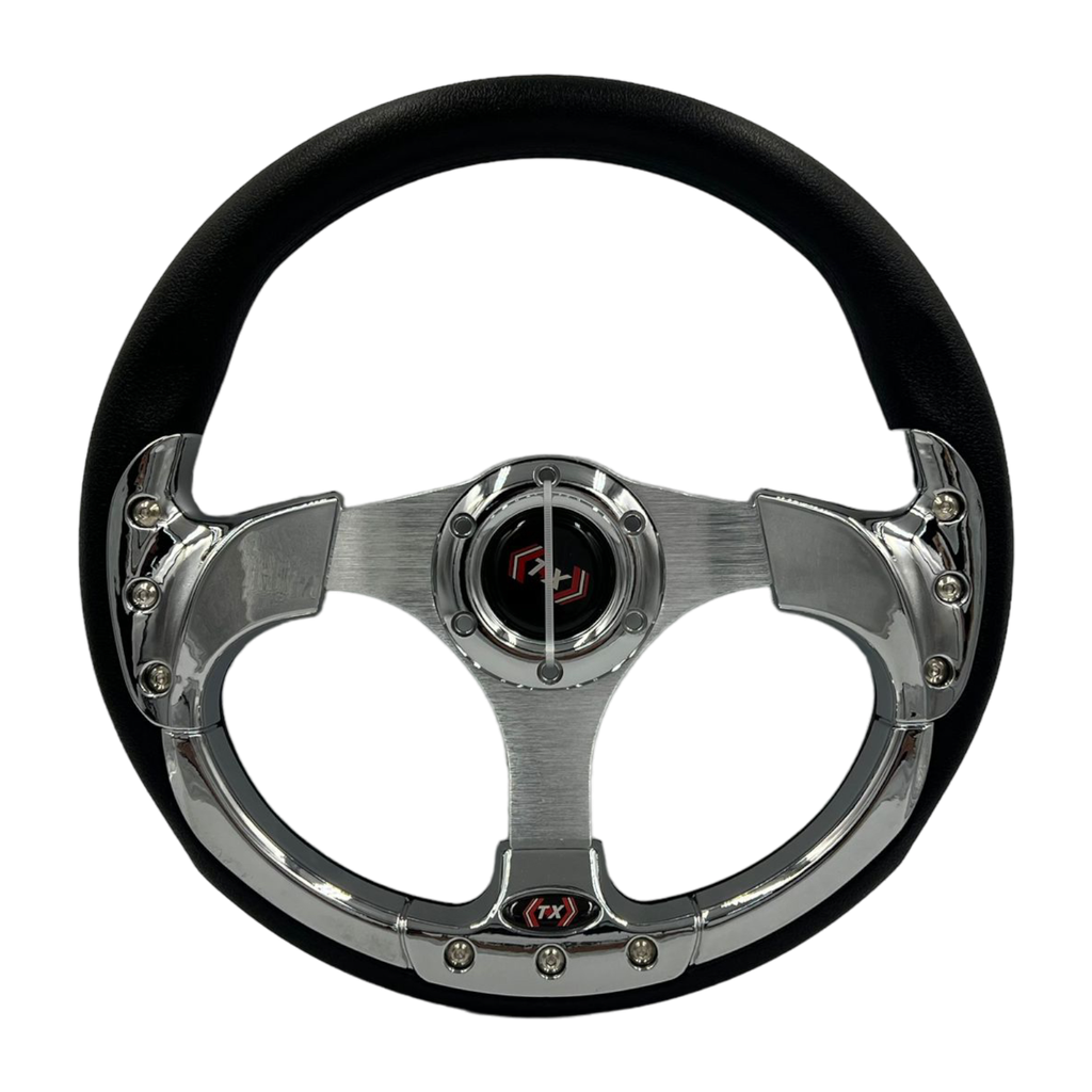 [VOL-608N] Volante deportivo con detalle cromo