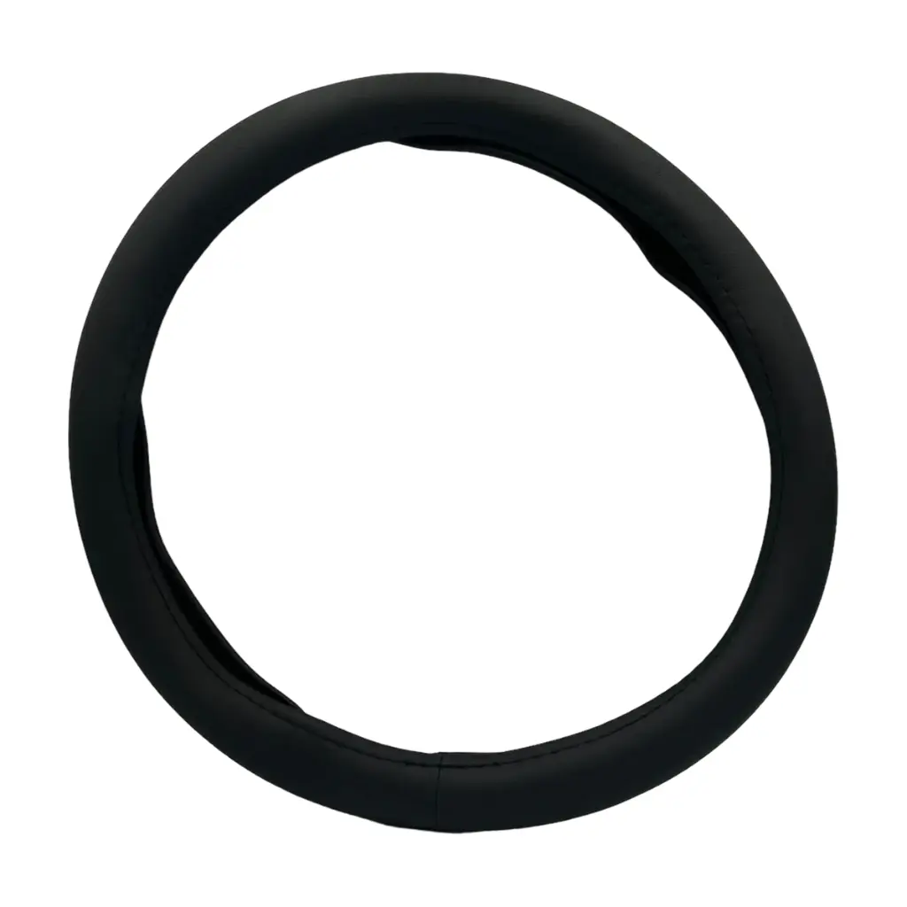 Funda cubrevolante de vinipiel color negro con puntos chica 36 cm