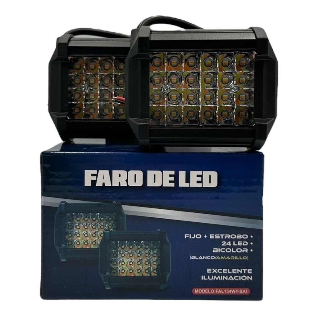 Faro LED automotriz multivoltaje dual blanco/ámbar