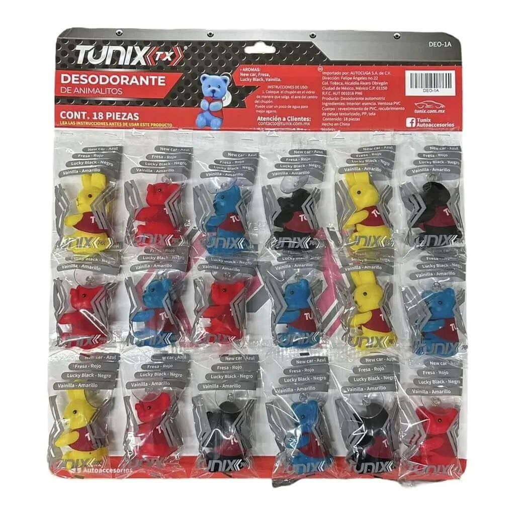 Exhibidor de aromatizante tipo animalitos de 18 piezas surtido