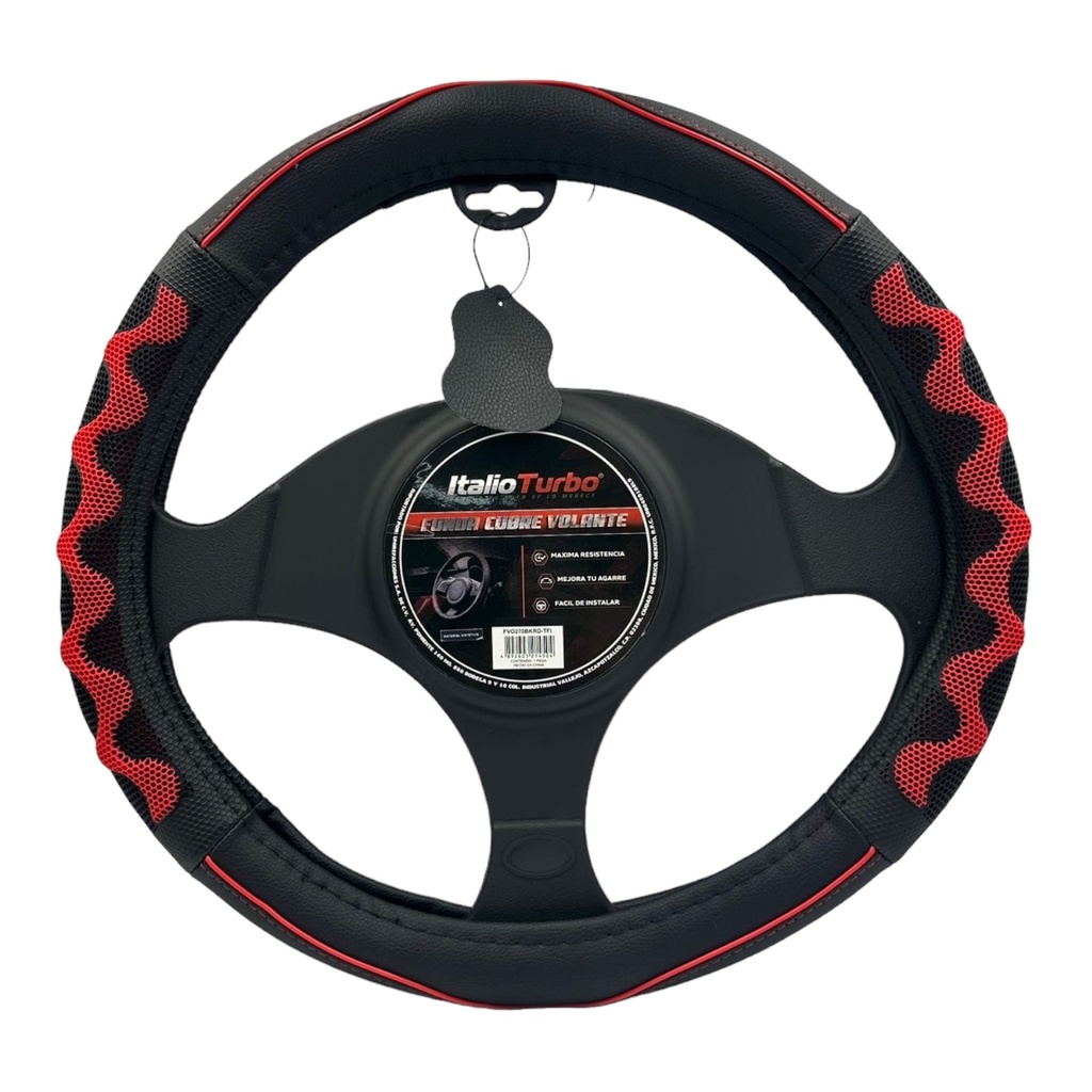 [FVO270BKRD-TFI] Funda cubrevolante tipo vinipiel con masaje color rojo