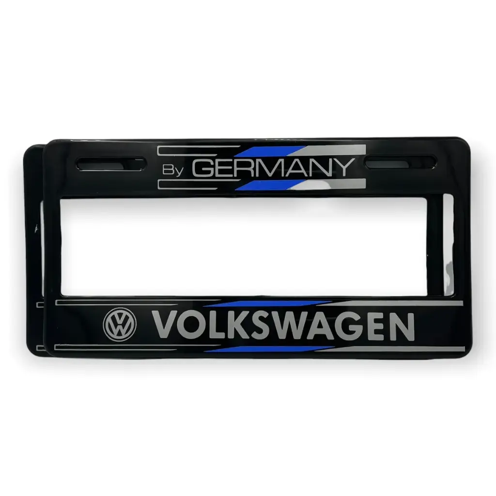 Portaplaca flexible marca VW azul