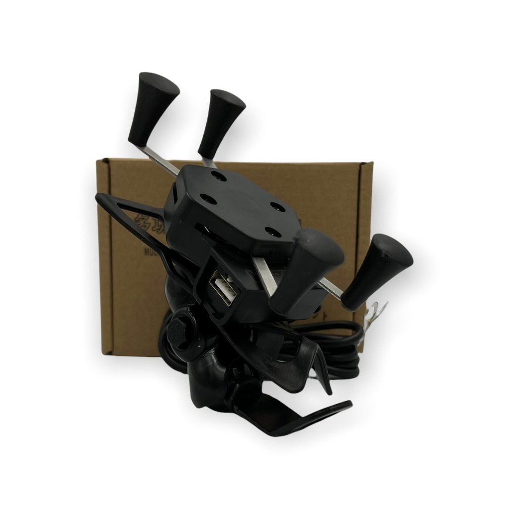 Porta celular para moto con cargador USB con base para manubrio