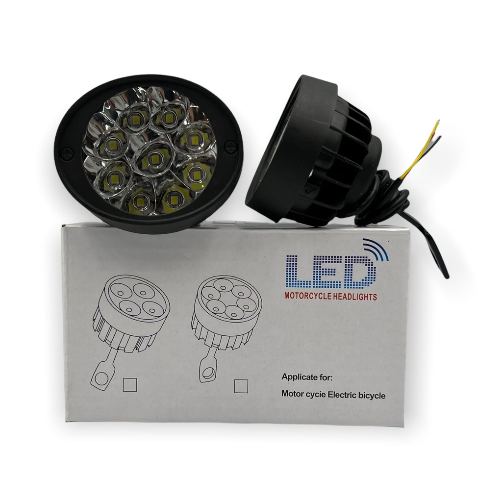 Faro de 9 LED para motocicleta con pestaña movible