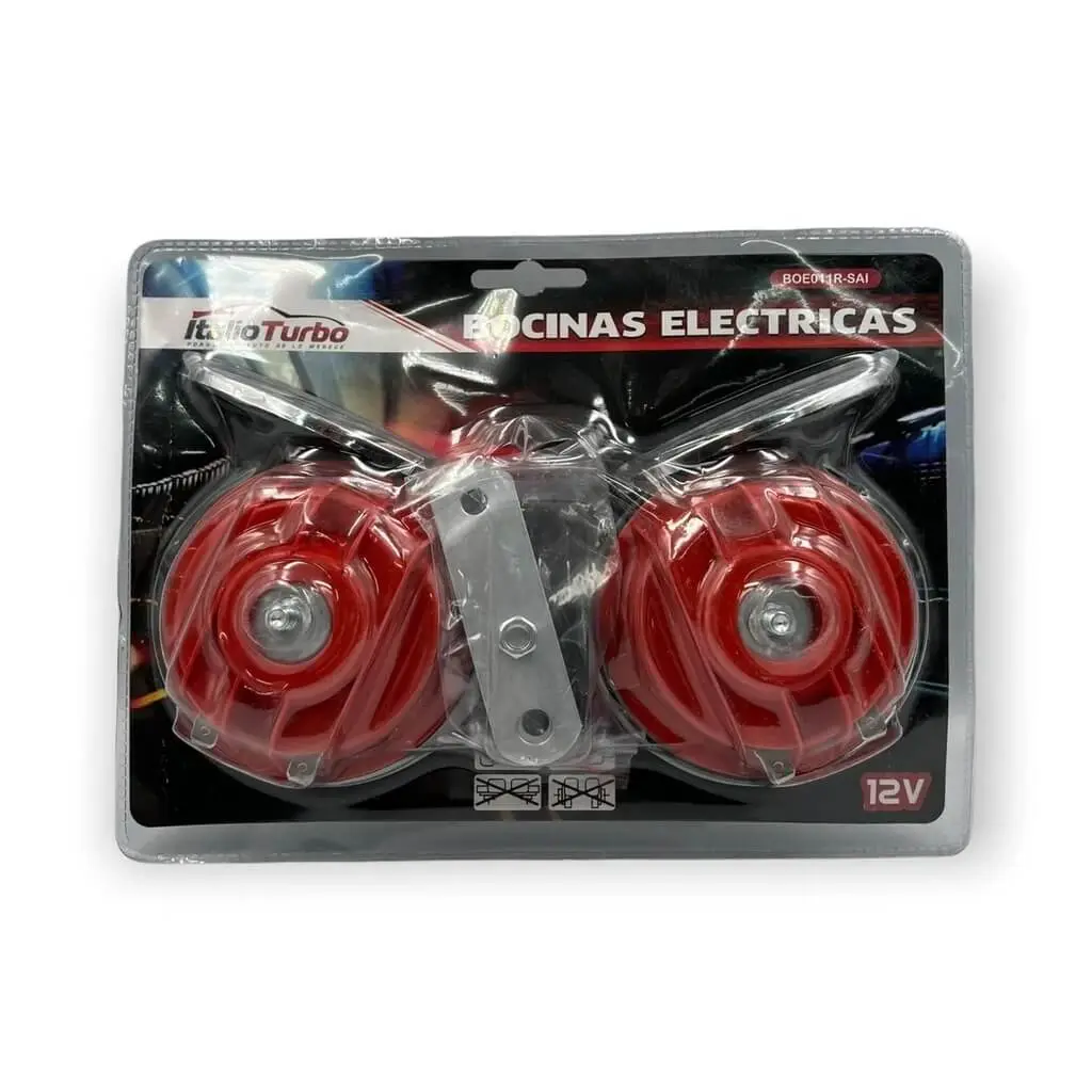 Bocina tipo caracol doble roja