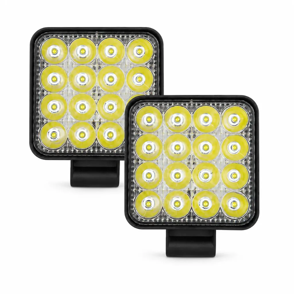 Faro cuadrado multivoltaje de 16 LED version mini 3.2"