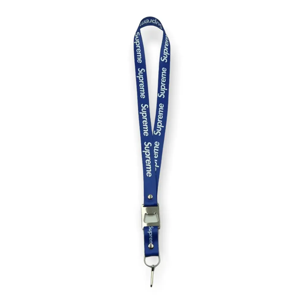 Lanyard con destapador Supreme azul