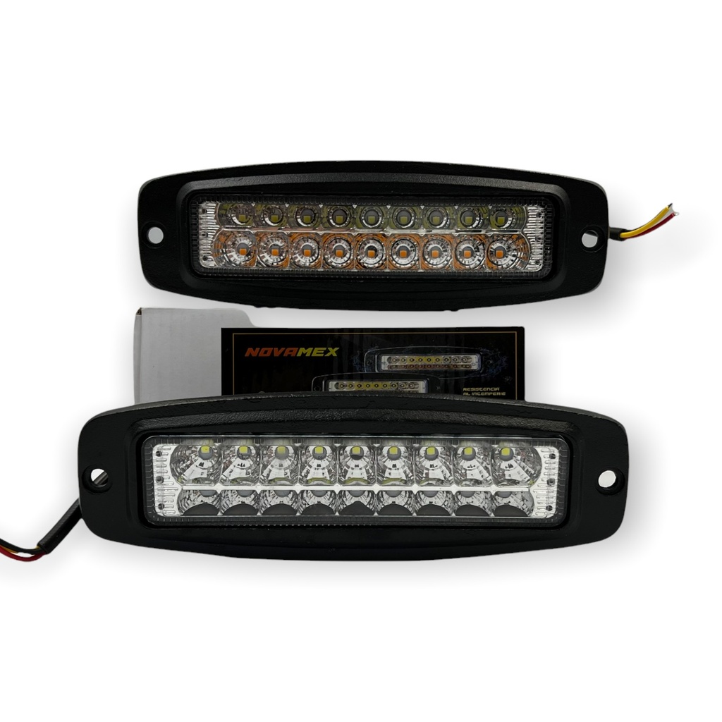 Barra LED bicolor (blanco/ámbar) con base atornillable