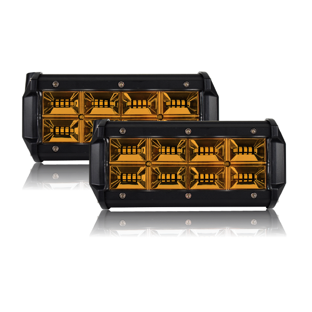 Faro de 24 LED rectangular con mica ámbar (par)