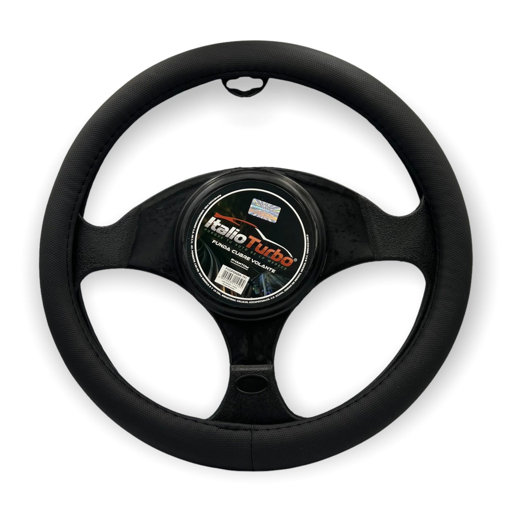 Funda cubrevolante de vinipiel microperforado negro