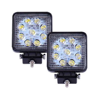 Faro cuadrado multivoltaje 9 LED función fijo + estrobo