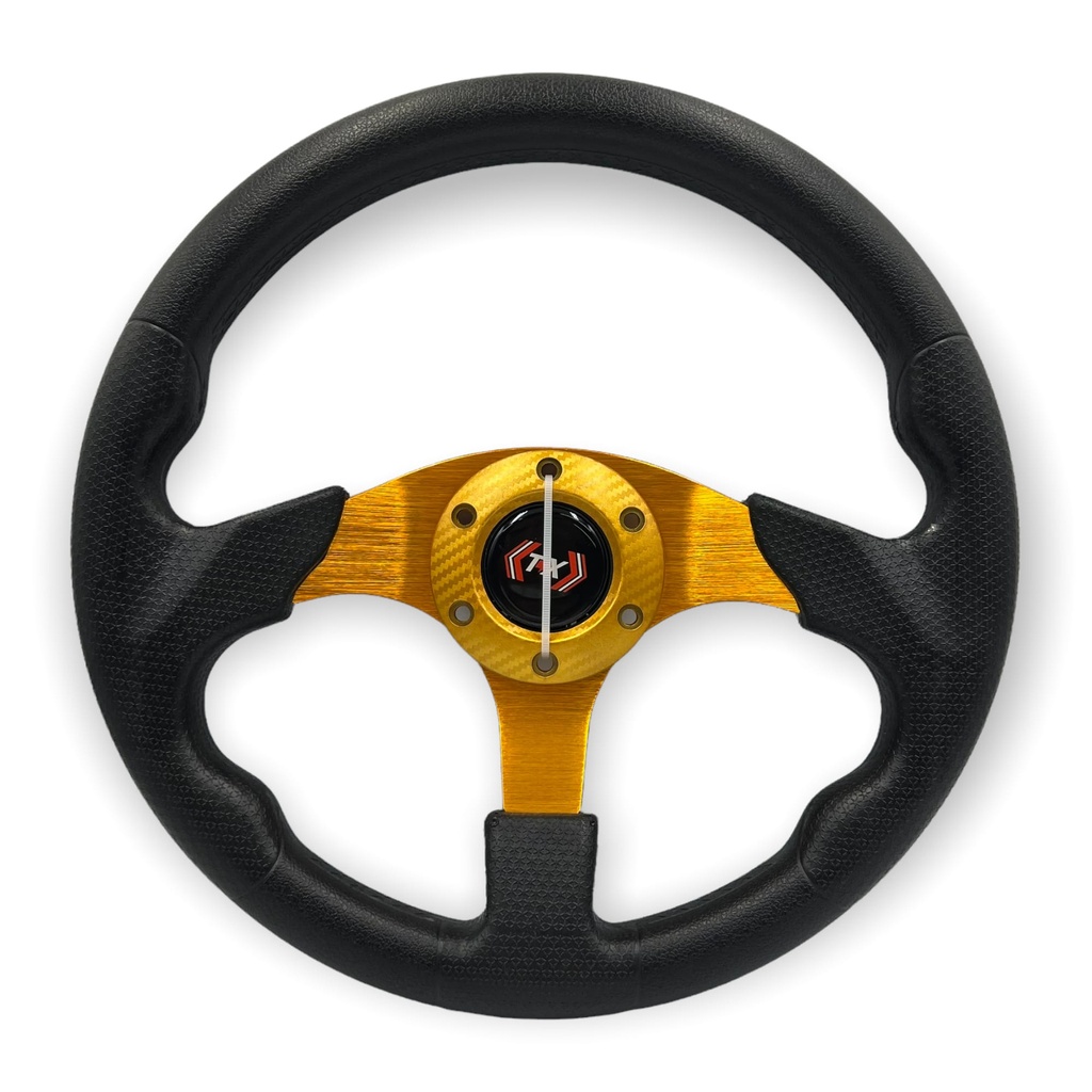 Volante deportivo dorado tipo fibra