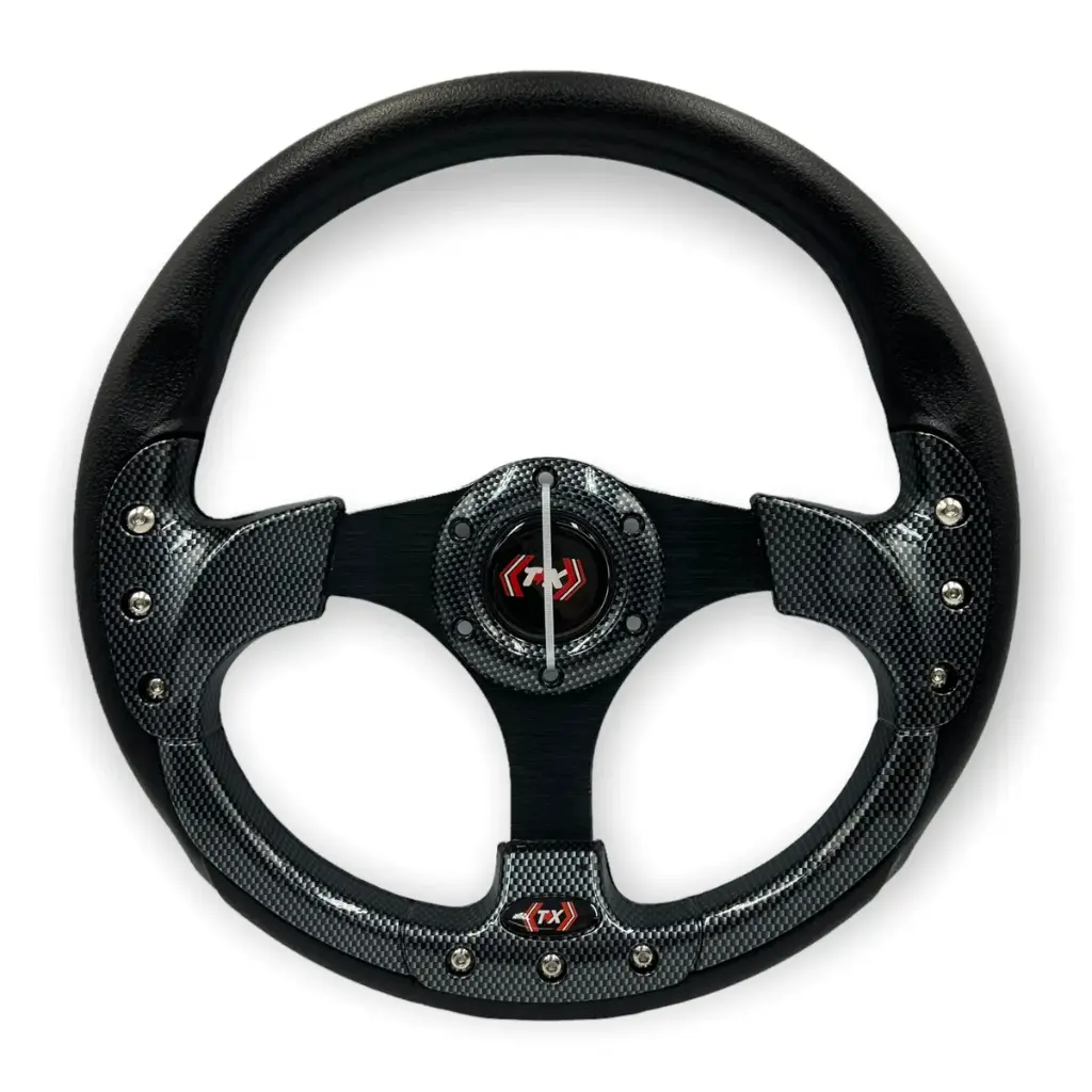 [VOL-635N] Volante deportivo tipo fibra color negro