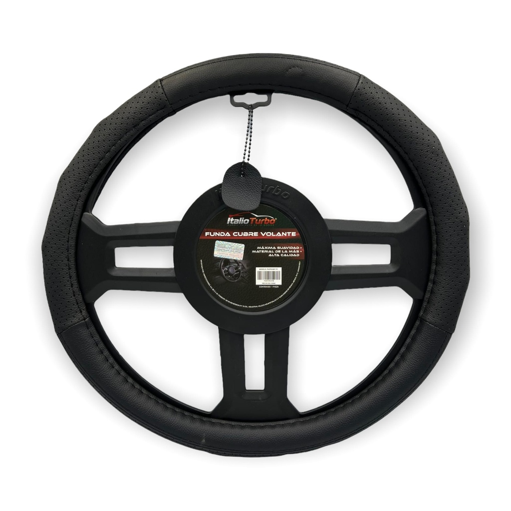 Funda cubrevolante de piel negra