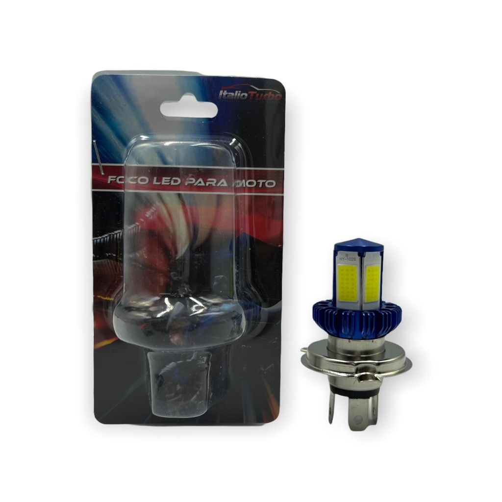 Foco H4 para moto con carcaza azul
